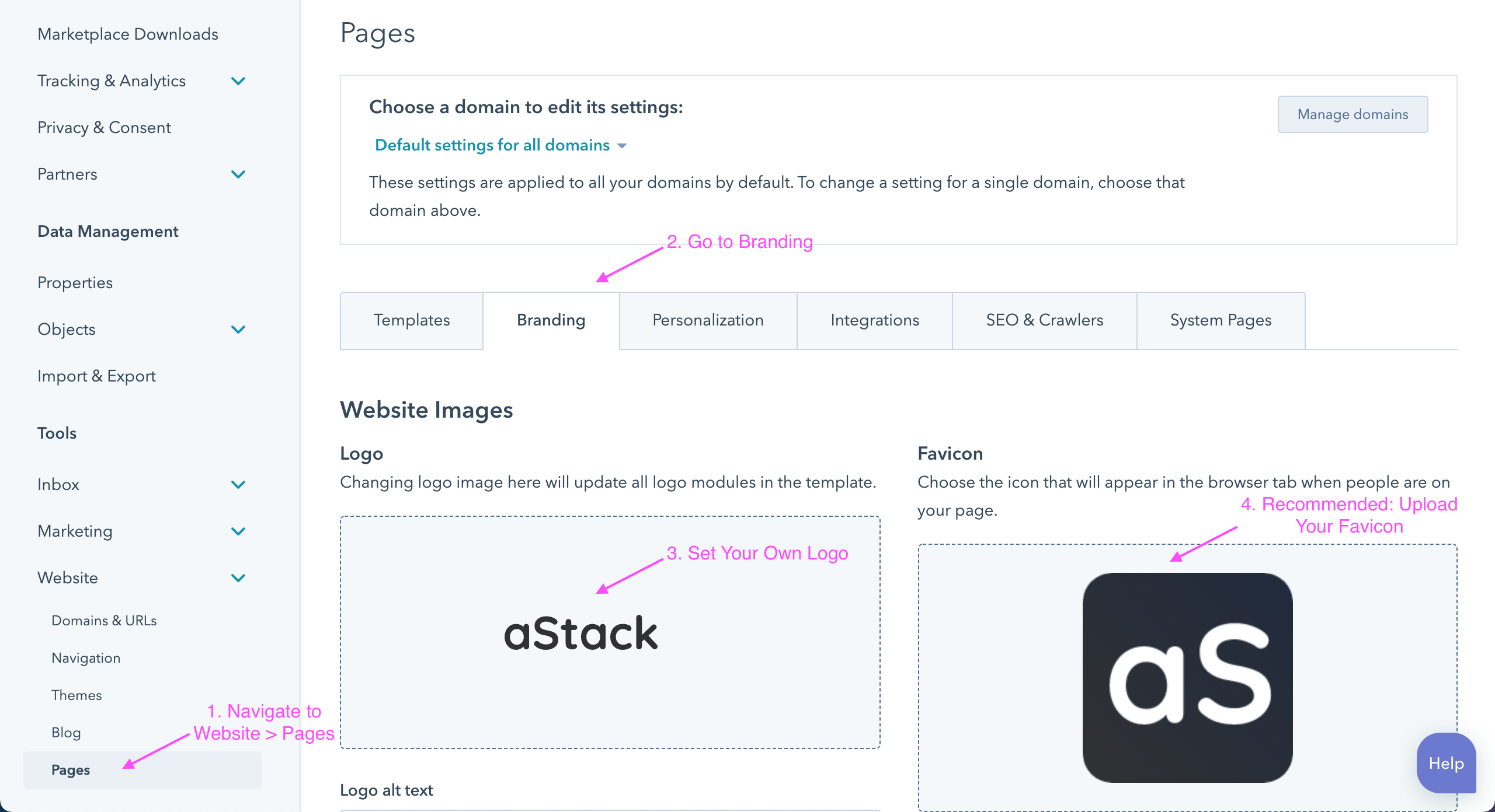 setting-your-own-logo-astack-hubspot-theme